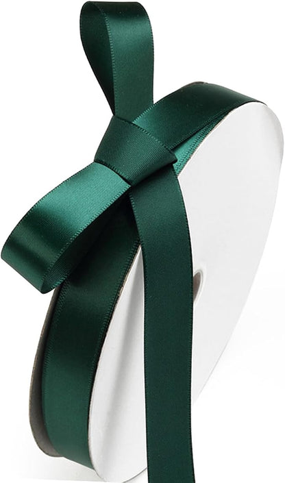 5/8" x 100 Yards Hunter Green Polyester Satin Ribbon Single Faced Bulk Fabric by Oakarbo