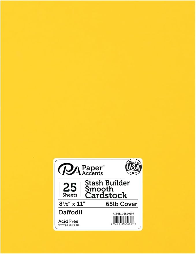 Accent Design Paper Accents Stash Builder Cardstock 8.5" x 11" Daffodil by AccentDesignsPaperAccents