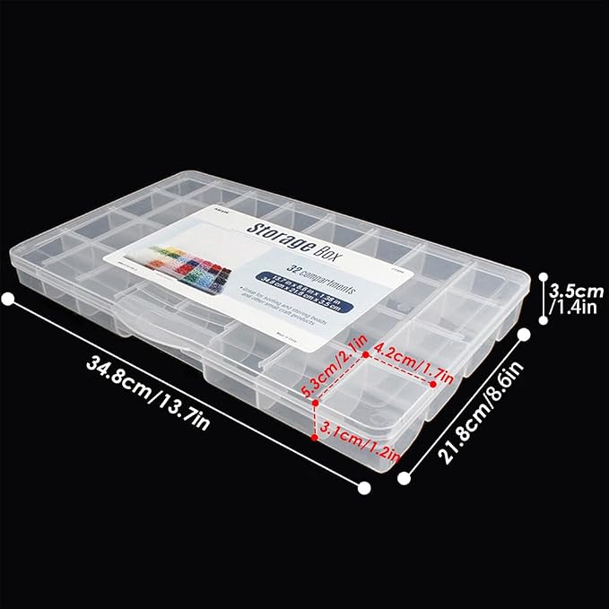 32 Grids Clear Plastic Organizer Box, Craft Storage Container - Image 2