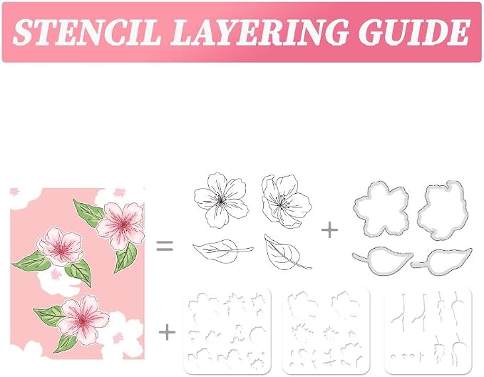 ORIGACH Realistic Peach Blossom Layering Stencils Set - Image 3