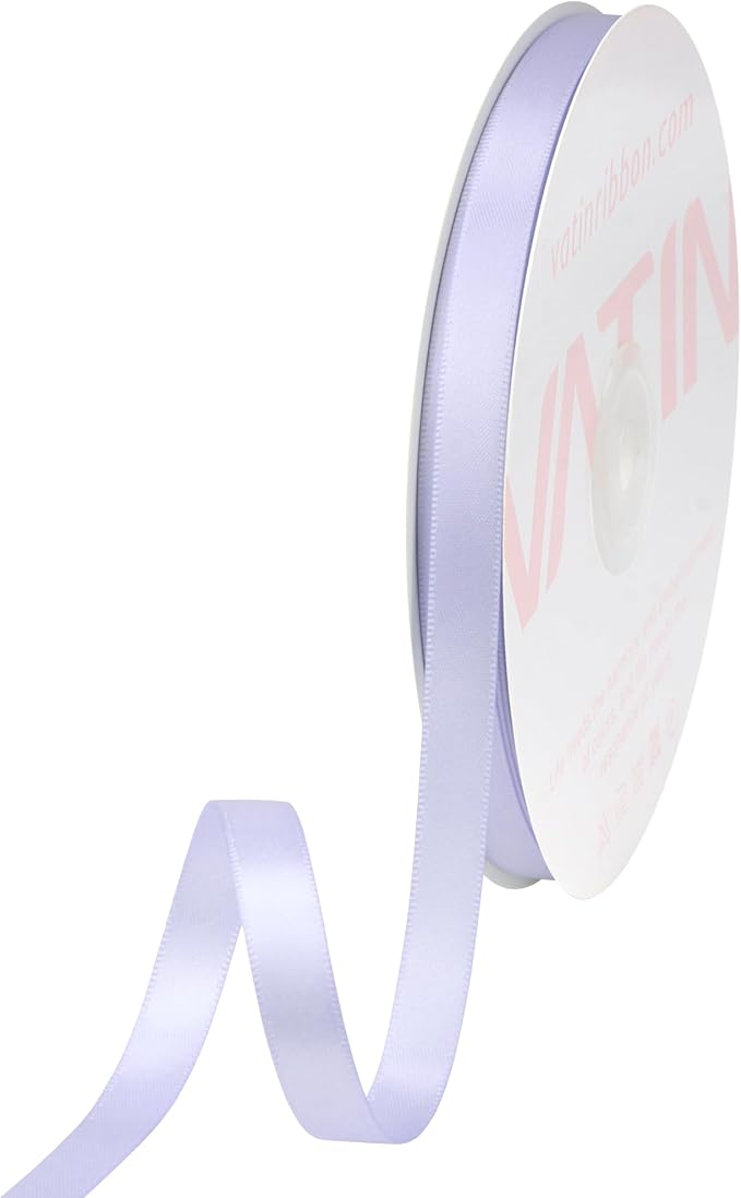 VATIN Double Face Lilac Mist Satin Ribbon 3/8" Continuous 50 Yards, Gift by VATIN