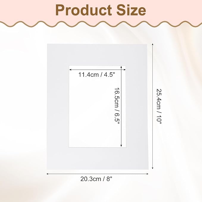 Picture Mats, 8 x 10 for 5 x 7 Pictures Acid Free White Core Bevel Cut Frame - Image 2