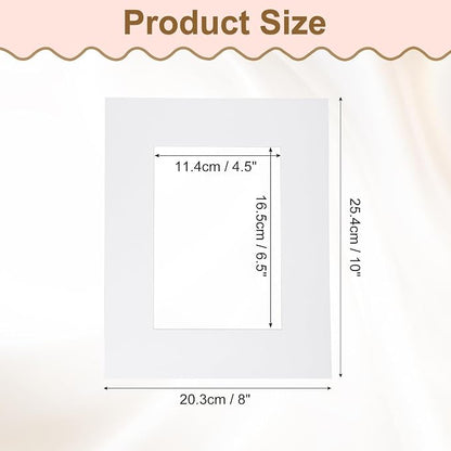 Picture Mats, 8 x 10 for 5 x 7 Pictures Acid Free White Core Bevel Cut Frame - Image 2
