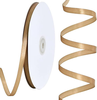 TONIFUL 1/4 Inch x 100yds Gold Satin Ribbon, Thin Solid Color Satin Ribbon by TONIFUL
