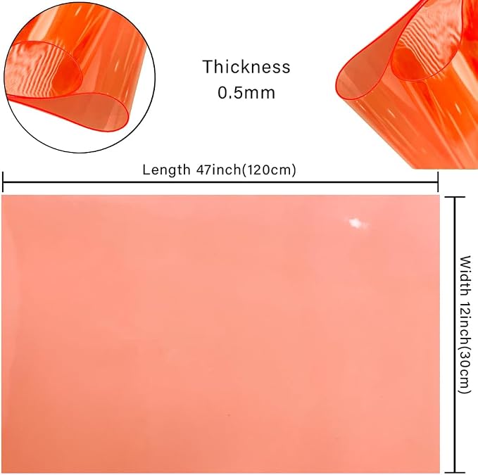 HYANG Tomato Transparent PVC Super Clear Holographic Vinyl Faux Leather Sheets - Image 4