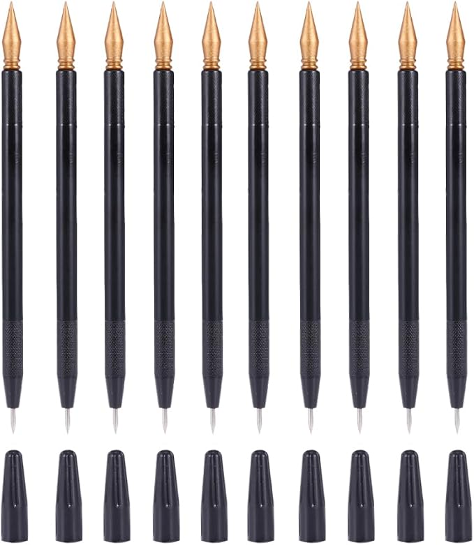 EXCEART Scratch Brush 10 Pcs Set Black Plastic Scratch Painting Pens by EXCEART