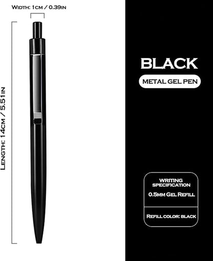 DUNBONG Black Metal Gel Pen, Gel Ink Ballpoint Pen, 0.5mm Retractable Ink Pen - Image 2