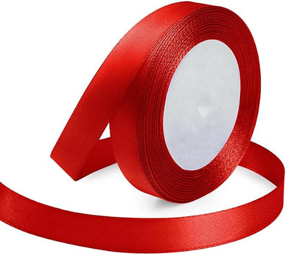 KMER LIFE 5/8 Inches x 25 Yards Red Satin Ribbon Solid Fabric Ribbons by KMERLIFE