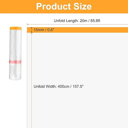 HARFINGTON Pre-Taped Masking Film 157.5" x65.6ft Double Adhesive Tape and Drape - Image 2