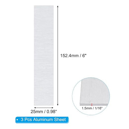 PATIKIL 6061 T651 Aluminum Sheet Metal 6 x 1 x 1/16 Inch 3Pcs Flat Plain - Image 2