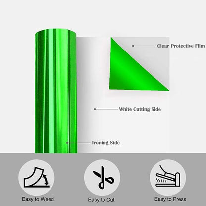 Tvinyl Warehouse Green Foil HTV Metallic Heat Transfer Vinyl Roll 12" x 6FT - Image 3