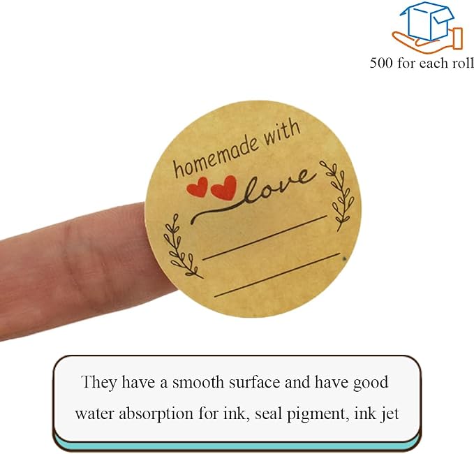 HAHIYO 1.5Inch 500P Round Natural Brown Kraft Stickers - Image 5