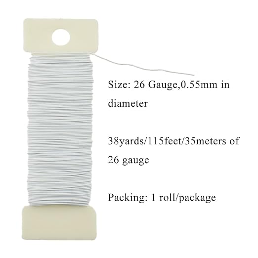 HAHIYO 26Gauge White Metal Floral Wire - Image 2