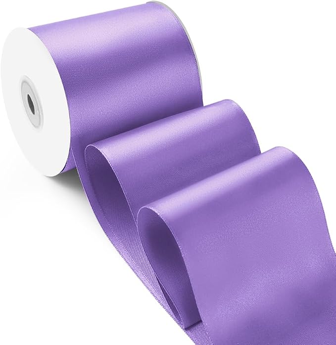 3 Inch 25 Yard Wide Satin Ribbon Light Purple, Solid Fabric Large Ribbon Roll by HimBen