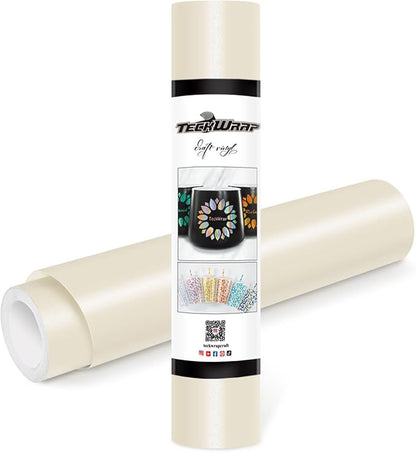 TECKWRAP Permanent Adhesive Vinyl 12" x 10ft, Matte Ivory White by TECKWRAP
