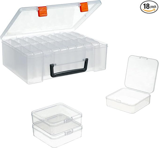 18 Pieces Small Plastic Craft 0rganizers and Storage, Transparent Box by Letken