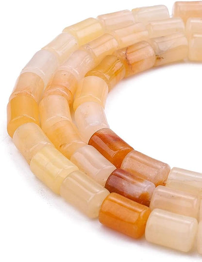 Natural Yellow Jade Cylinder Stone Loose Semi Gemstone Beads - Image 5