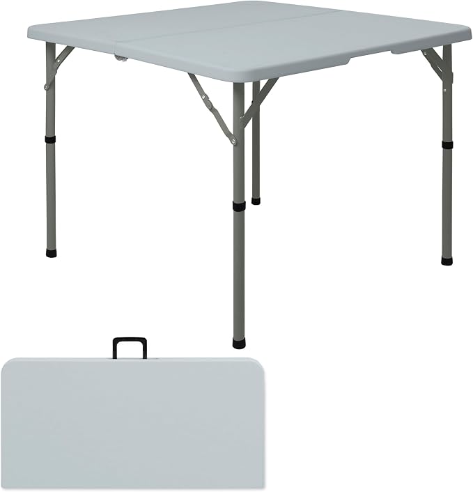 34" Square Folding Table, Party Use, HDPE Plastic Tabletop by HAISIWLKJ