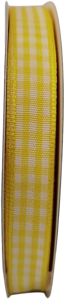 Yellow and White Gingham Plaid Checked Ribbon 25 Yards Per Roll Checkerd Craft - Image 3
