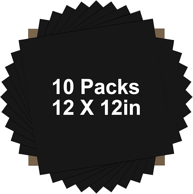 HTVRONT Black HTV Heat Transfer Vinyl Bundle: 10 Pack 12"x12" Iron on Vinyl by HTVRONT