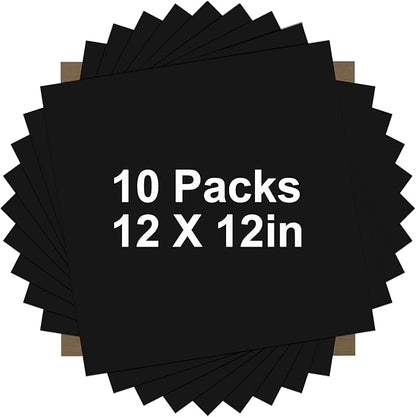 HTVRONT Black HTV Heat Transfer Vinyl Bundle: 10 Pack 12"x12" Iron on Vinyl by HTVRONT