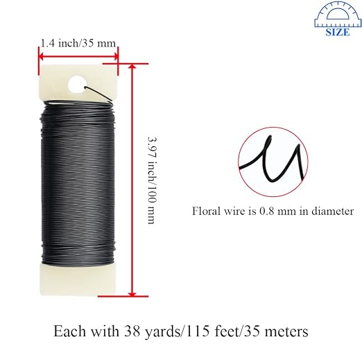 HAHIYO 22Gauge Black 3Roll Total 115Yards Metal Floral Wire Flexible Paddle Wire - Image 2