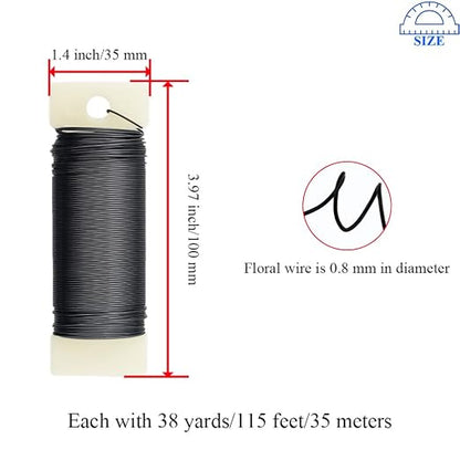 HAHIYO 22Gauge Black 3Roll Total 115Yards Metal Floral Wire Flexible Paddle Wire - Image 2