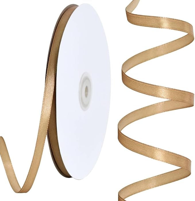 TONIFUL 1/4 Inch x 100yds Gold Satin Ribbon, Thin Solid Color Satin Ribbon - Image 7