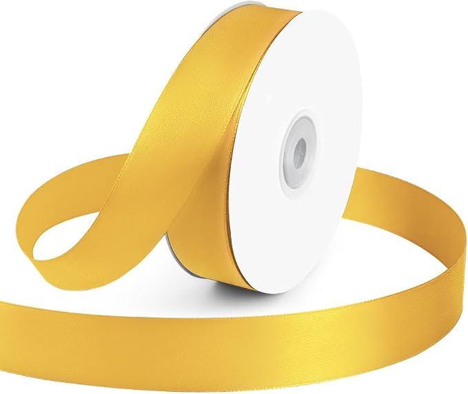 KMER LIFE 1 inch Wide x 50 Yards Yellow Single Faced Polyester Satin Ribbon by KMERLIFE