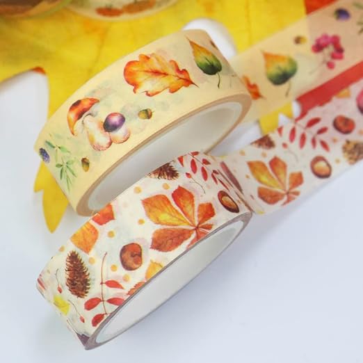 YUBBAEX 10 Rolls Four Seasons Washi Tape Set Yellow Leaves & Flowers Masking - Image 8