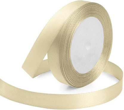 Ivory Ribbon 5/8 Inches x 25 Yards, Ivory Satin Fabric Silk Ribbon by KMERLIFE