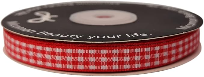 Red and White Gingham Ribbon 25 Yards Each Roll 100% Polyester - Image 5