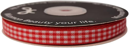 Red and White Gingham Ribbon 25 Yards Each Roll 100% Polyester - Image 5