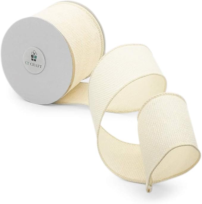 CT CRAFT LLC Ivory Canvas Wired Ribbon 2.5 Inch x 10 Yards - Image 2