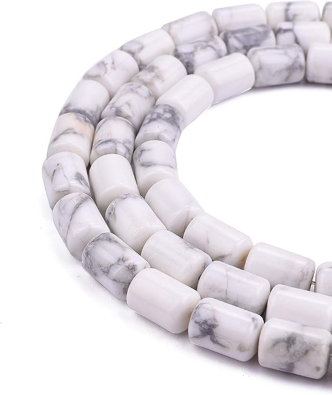 Natural White Howlite Cylinder Stone Loose Semi Gemstone Beads - Image 5