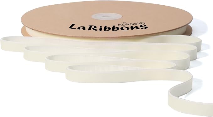 LaRibbons Thin Velvet Ribbon 3/8 Inch x 25 Yards, Cream Ivory Velvet Ribbon by LaRibbons