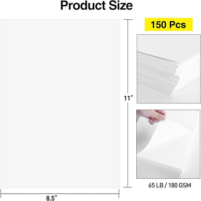 MAXECHO 8.5" × 11" White Cardstock Bulk 150 Sheets Construction Paper Card - Image 2