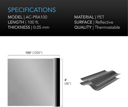 AC Infinity Mylar Film Roll 4' x 100', Reflective PET Foil Sheet, 2 mil Thick - Image 7