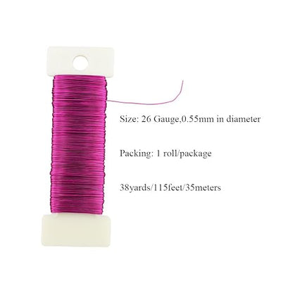 HAHIYO 26Gauge Rose Red Metal Floral Wire - Image 2