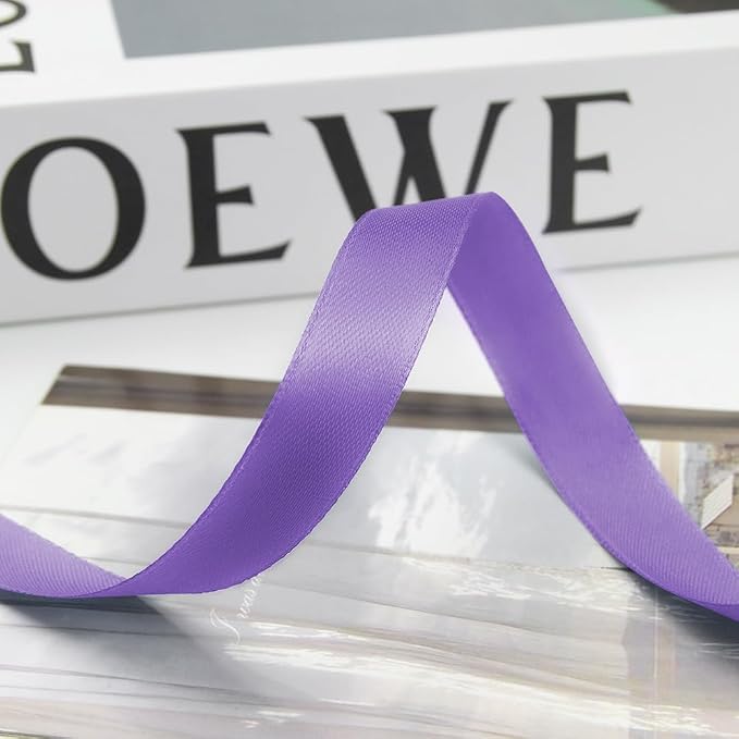 5/8 Inch 100 Yards Satin Ribbon Light Purple, Solid Color Fabric Ribbon - Image 8