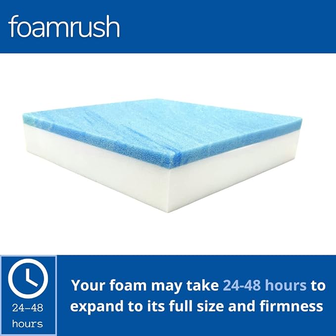FoamRush 3" x 24" x 24" Gel Memory Foam Upholstery Square Cushion Medium Firm - Image 2