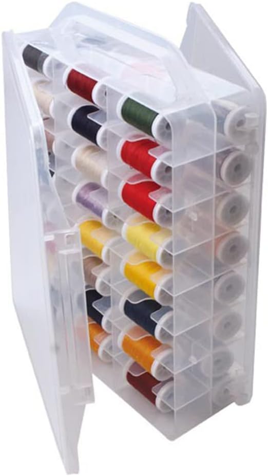 46 Grids Sewing Organizer, Double Sided Thread Box Storage, Portable Clear by Chemlliy