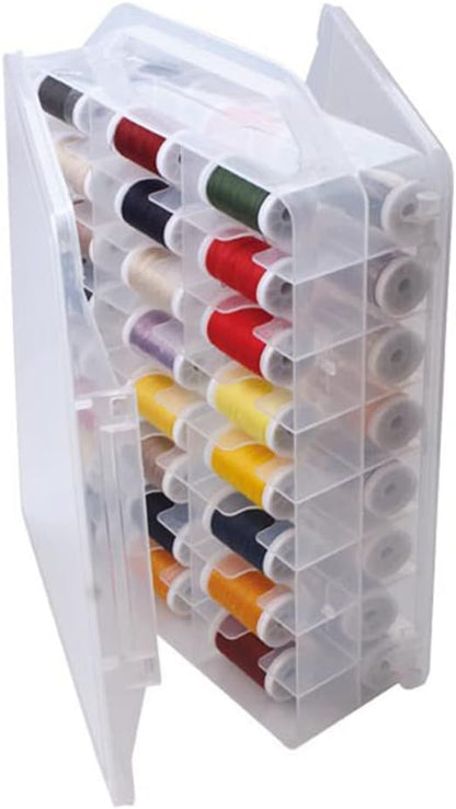 46 Grids Sewing Organizer, Double Sided Thread Box Storage, Portable Clear by Chemlliy
