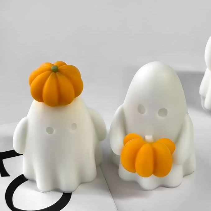 Ghost Holding Pumpkin Resin Mold, Halloween Candle Making Molds Fun Kit Cute - Image 3