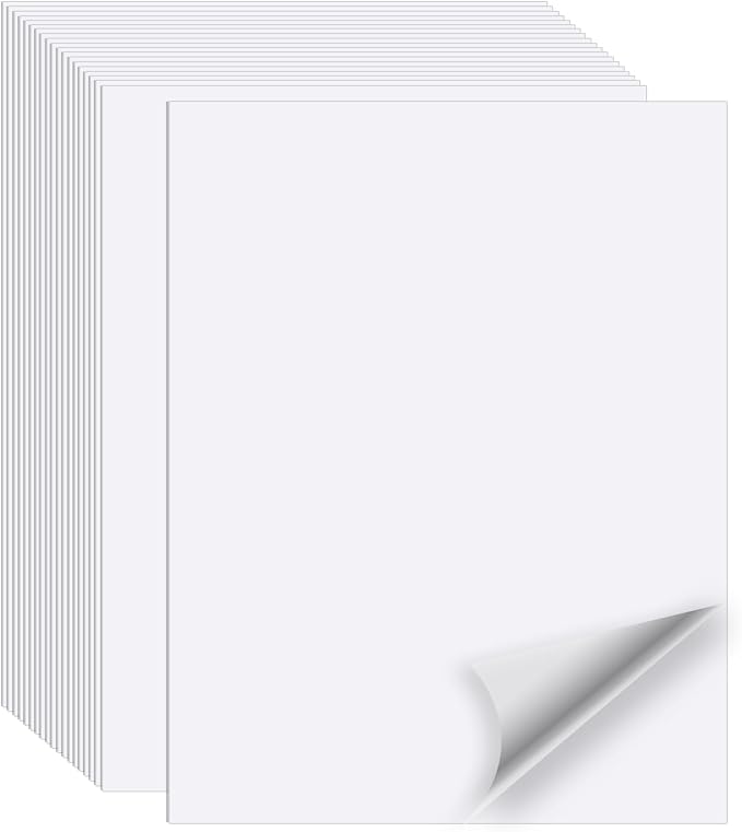 White Printable Sticker Paper, 20 Sheets Printable Sticker Paper, Laser/Inkjet by Unknown