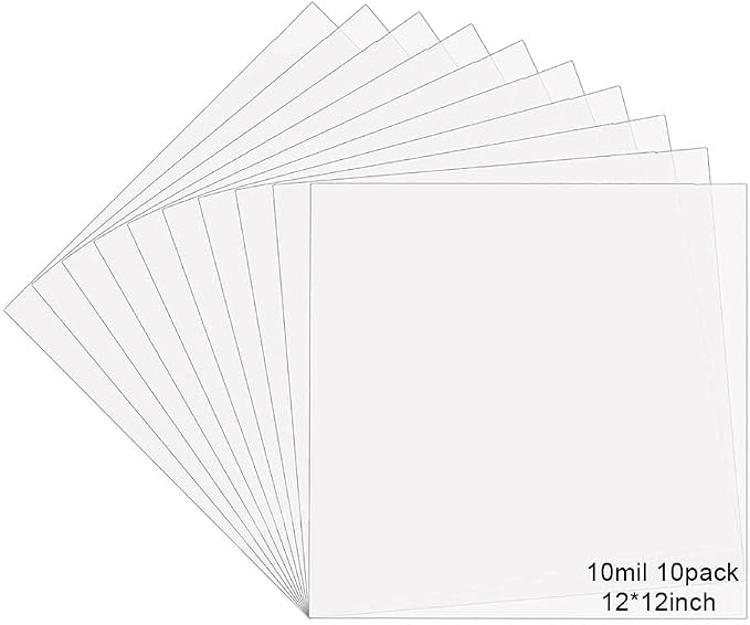 10 Sheets 10 mil Mylar Sheet, 12 x 12 inch Milky Translucent Plastic Blank by EGOSKY