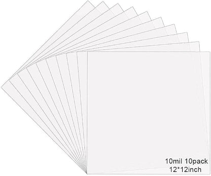 10 Sheets 10 mil Mylar Sheet, 12 x 12 inch Milky Translucent Plastic Blank by EGOSKY