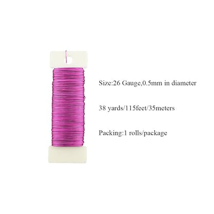 HAHIYO 26Gauge Pink Metal Floral Wire - Image 2
