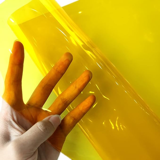 HYANG Light Yellow Transparent PVC Super Clear Holographic Vinyl Faux Leather - Image 2