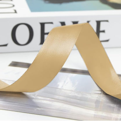 1 Inch 100 Yards Satin Ribbon Light Gold, Solid Color Fabric Ribbon - Image 8